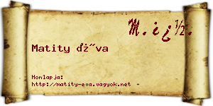 Matity Éva névjegykártya
