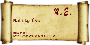 Matity Éva névjegykártya